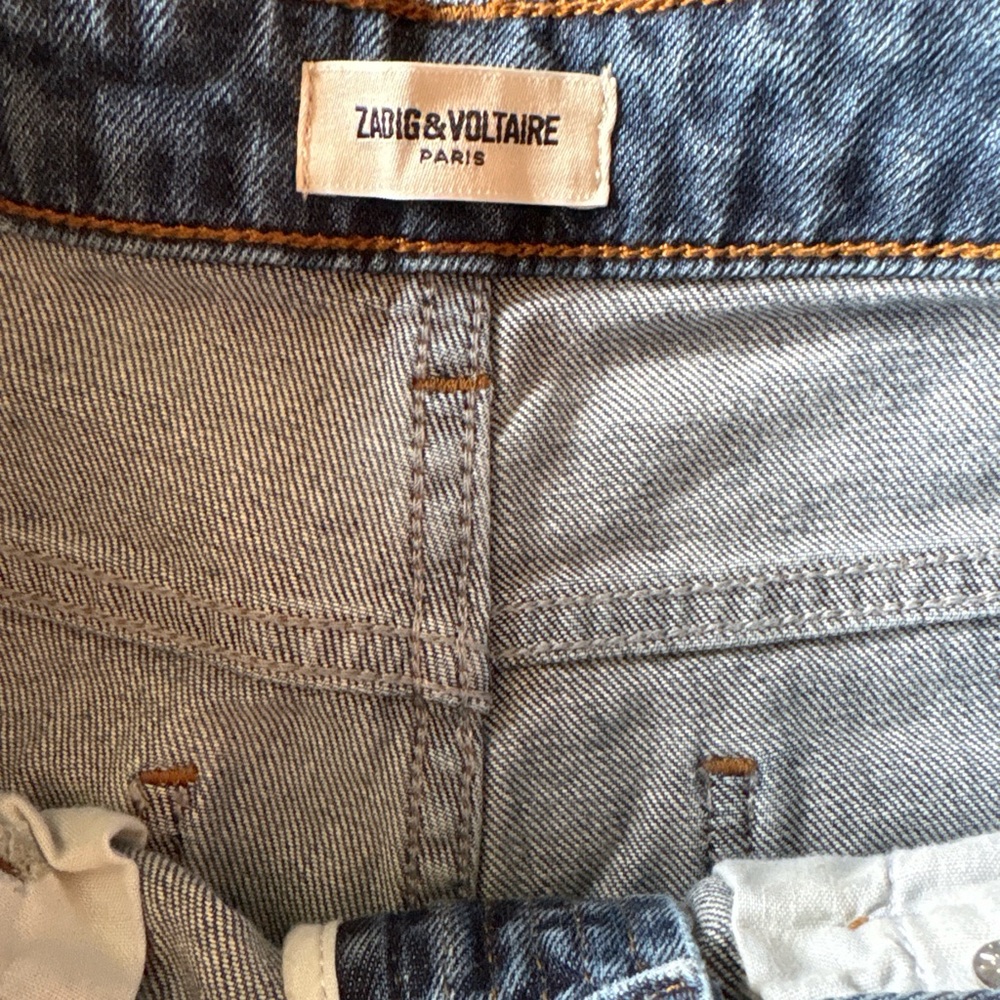 Zadig & Voltaire Eva Studded Distressed Slim Jeans Light Wash Sz 26 luxury demin - Picture 9 of 14